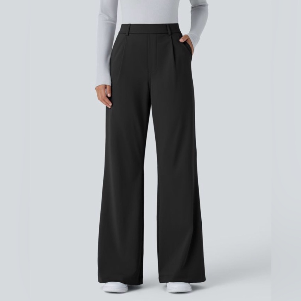 HALARA Black Wide-Leg Trousers